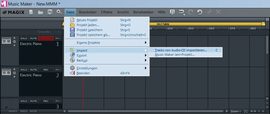 Magix Music Maker - MIDI Datei importieren