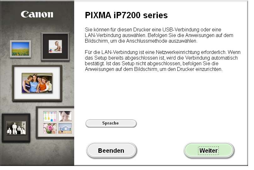 Canon Pixma IP7200 Series - WLAN Treiber Einrichtung - Start