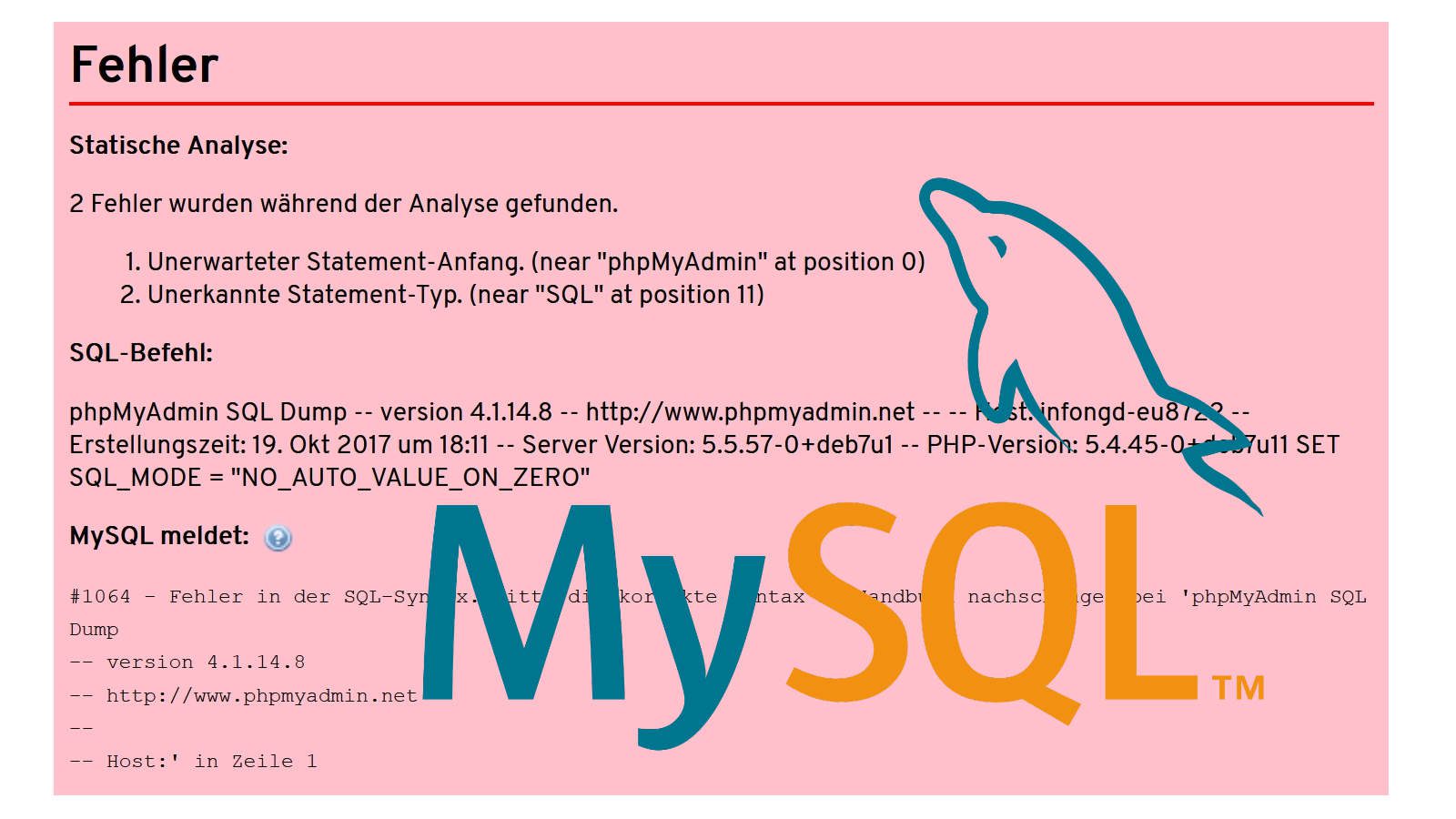 MySql Datei splitten für Import in phpMyAdmin