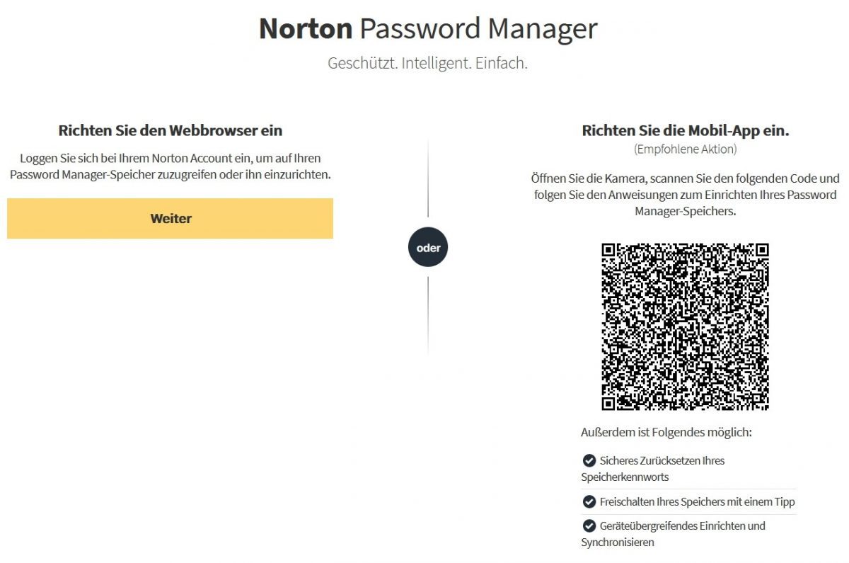 Norton Password Manager Webbrowser einrichten