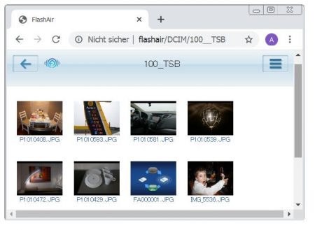 Toshiba FlashAir Wireless SD Speicherkarte -Fotos im Browser ansehen