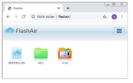 Toshiba FlashAir Wireless SD Speicherkarte -zu Fotos im Browser navigieren