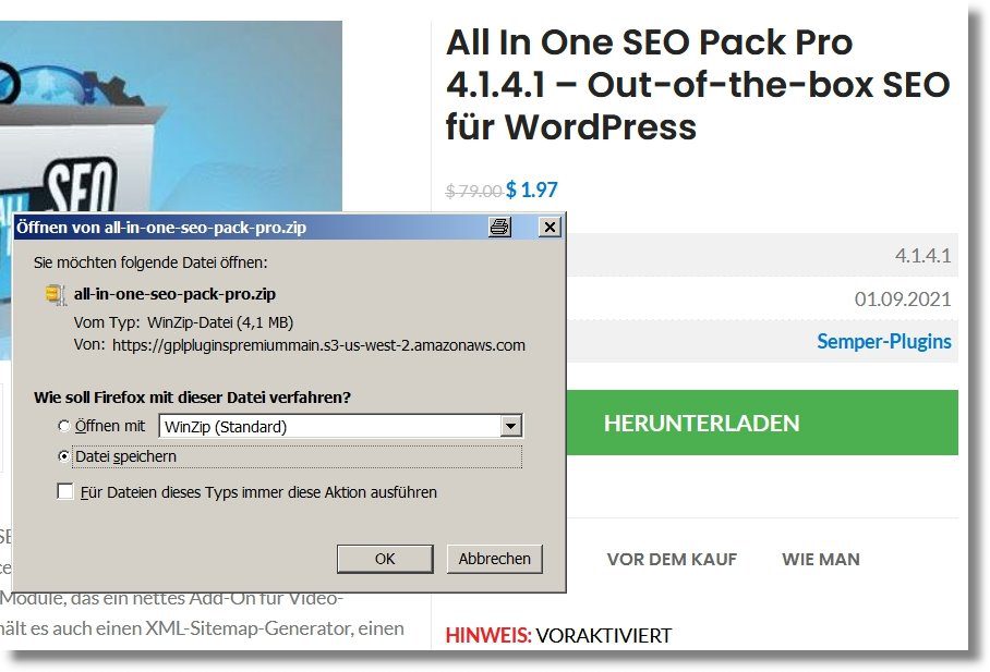 wordpress plugin All In One SEO Pack Pro manuell installieren